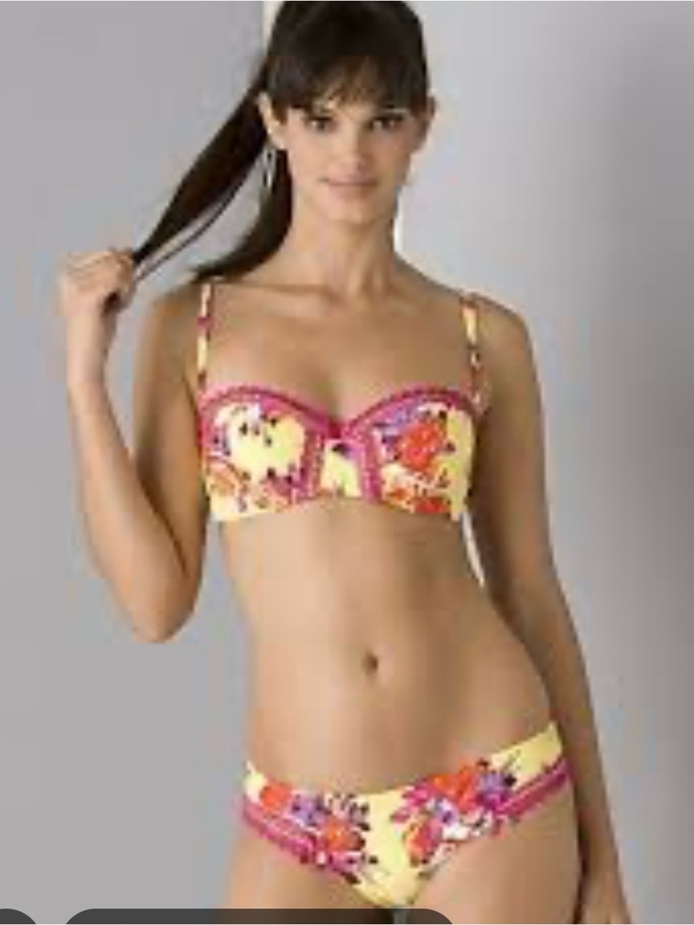 Betsey Johnson Yellow Floral Balconette Bikini Top